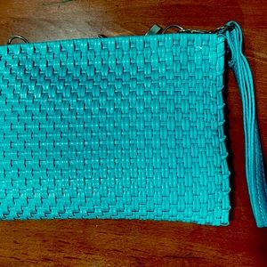 PVC Artisan Handmade Teal Purse. Crossbody/Wristlet purse.